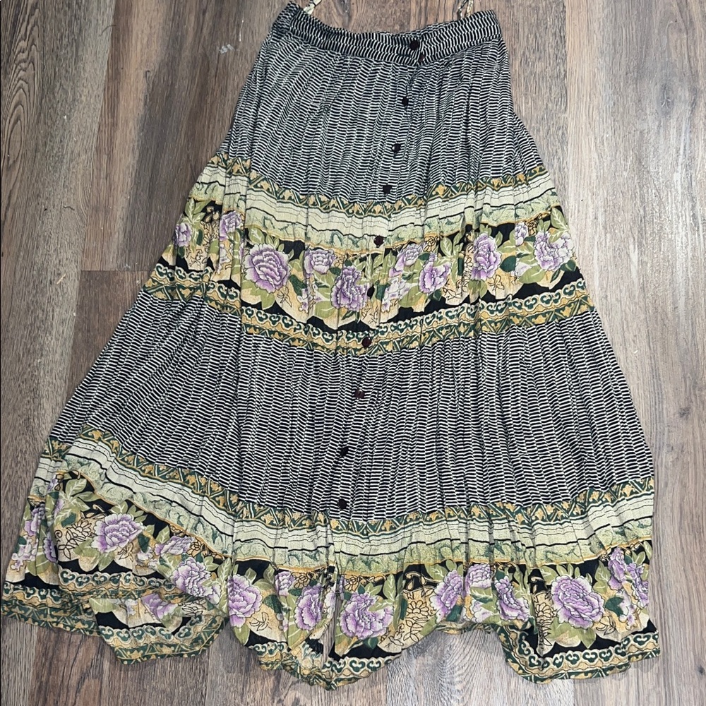 Floral Button-Down Maxi Skirt